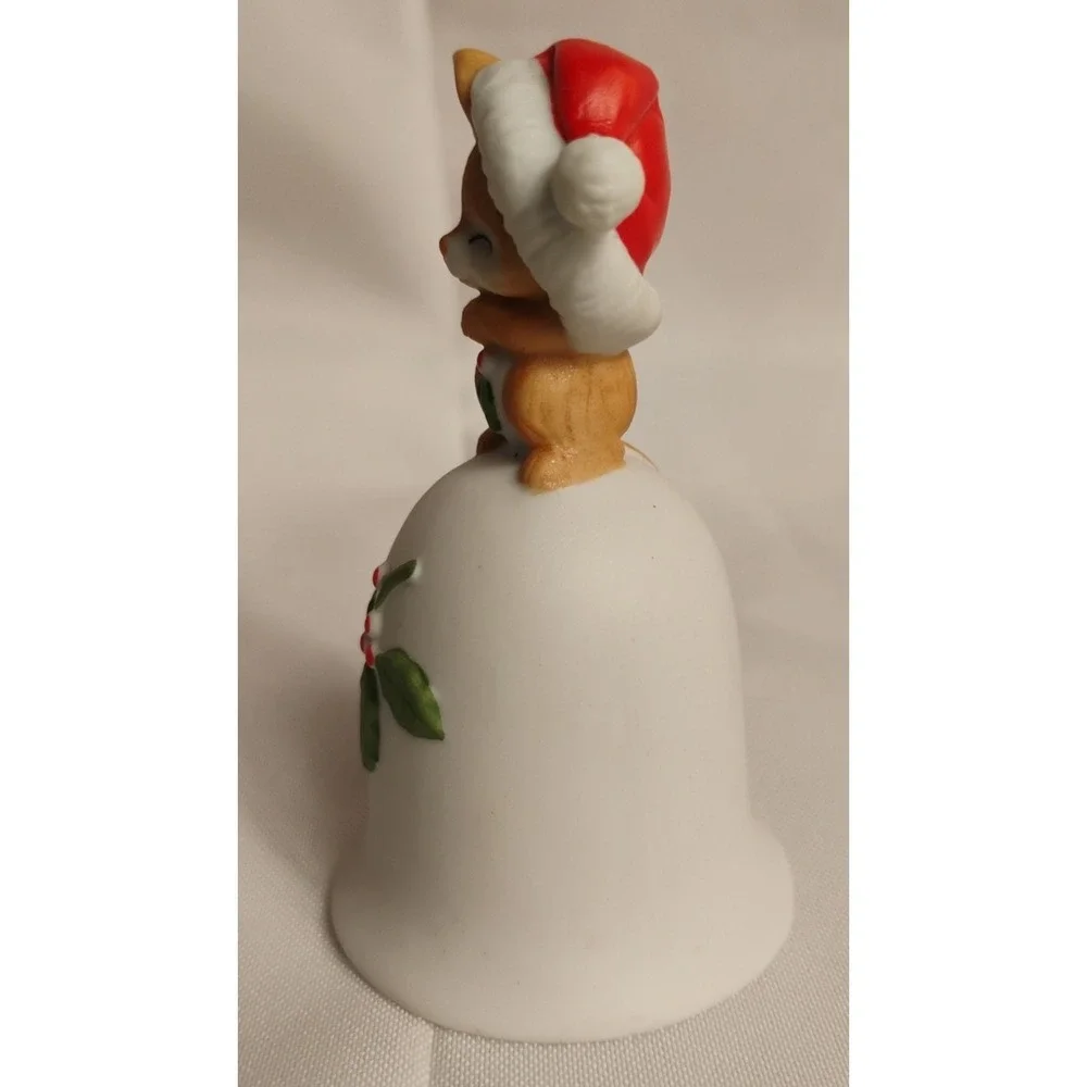 Vintage Christmas Porcelain Bell Bells 2pc Lot Santa Bear Mouse‎ Decorations